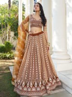 Brown Butterfly Net Lehenga Choli